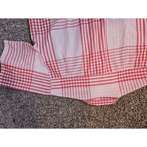 womens Vtg blouse collar red white plaid short sleeve button up western country - Picture 2 of 11